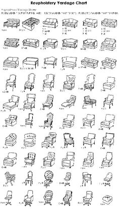 the furniture chart is shown in black and white