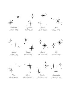 an image of stars in the sky with different sizes and shapes on each one side