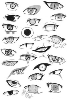 an image of various eyes and their parts to be drawn in the style of anime