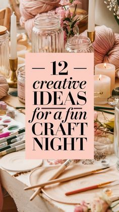 a table topped with lots of crafting supplies and pink paper on top of it