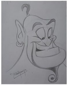 a pencil drawing of an evil looking face