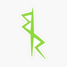 a green arrow sticker on a white background