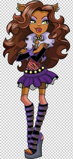 a drawing of a girl with long hair wearing purple and black clothes, holding a white cat