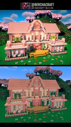 Cherry Blossom Mansion | Minecraft House in 2025 | Minecraft houses, Minecraft house tutorials, Minecraft cottage