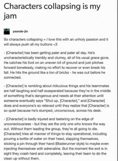 an article about characters collapsing is shown in the text above it,