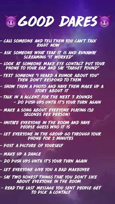 a purple background with the words good dares on it