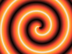 an orange and white spiral pattern with black background