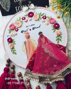 Dreams Craft on Instagram: "🩷 Wedding Embroidery Hoop🩷 ✅DIAMETER : 10 inch 💖💖ANY CUSTOMIZATION CAN BE DONE💖💖 #embroideryhoop #weddingembroidery #weddingho… in 2025 | Wedding embroidery hoop, Diy embroidery art, Wedding crafts diy