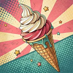 Delicious ice cream illustration pop art in 2025 | Pop art, Pop art images, Vintage pop art