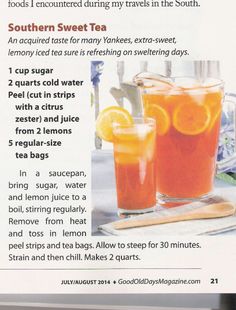 a recipe for southern sweet tea