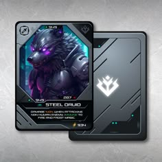 Metal Trading Card Game Template. Best for robotic, futuristic, cyberpunk and any hi-tech themes.