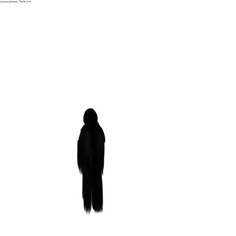 the silhouette of a person standing in front of a white background