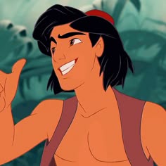 the young man is smiling and waving