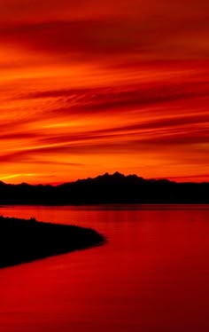 Enchanting Red Sunset over Lake