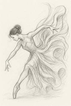 a drawing of a ballerina in motion