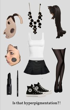 an assortment of different items including shoes, necklaces and other accessories with text that reads is that hyperpigmentation?