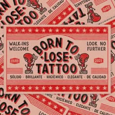 David Sanden on Instagram: “Being said that I’m no professional sign painter I had a blast painting and designing all those bits for @borntolosetattoovlc Learned a…” Retro Tattoo Shop Design, Vintage Tattoo Logo, Instagram Flyer Design, Traditional Tattoo Shop, Tattoo Poster Design Graphics, Tattoo Branding Design, Tattoo Advertising Posters, Tattoo Shop Signs, Tattoo Shop Branding