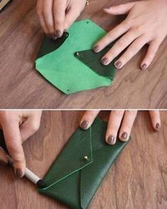 two photos showing how to fold an envelope
