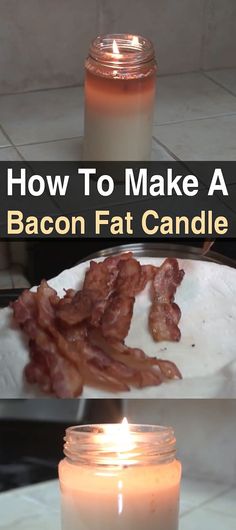 How to Make a Bacon Fat Candle. If you love to make bacon but are dumping all the grease down the drain, you should save it up and make a bacon fat candle instead. #Homesteadsurvivalsite #DIY #Makingcandles #Candles #Baconfat #Reusedontwaste Lard Candles Recipe, Lard Candle Recipe, How To Make Bacon Candles, How To Make A Bacon Candle, How To Make Candles From Rendered Beef Fat, Bacon Fat Candle, Bacon Grease For Baking, Bacon Grease Candle, How To Make Bacon Grease Soap