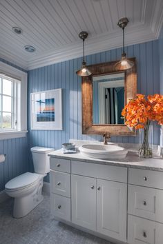 Nautical Guest Bathroom | Bathroom design small, Bathroom makeover, Bathroom color schemes