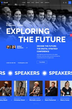 an image of a web page with many people in the background and one man speaking