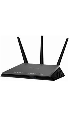 the router is black and has two antennas