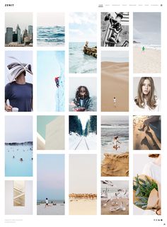 a collage of photos with people on the beach