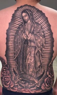 Guadalupe Back Tattoo, Virgen Back Tattoo, Virgen Mary Back Tattoo, Virgen De Guadalupe Tattoo Ideas Back, Virgencita Back Tattoo, Virgin Mary Full Back Tattoo, La Virgen De Guadalupe Tattoo Ideas Arm, Lady Guadalupe Tattoo, La Virgen De Guadalupe Tattoo