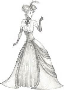 a drawing of a woman in a dress