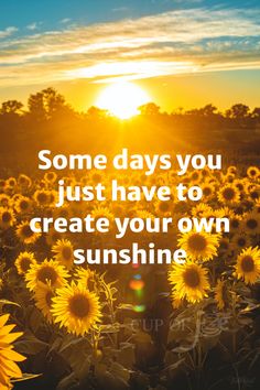 sunflowers with the quote some days you just have to create your own sunshine