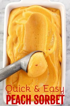 Peach Sorbet - this easy peach sorbet is a fresh and healthy alternative to ice cream this summer. Made with… in 2025 | Sorbet recipes, Peach sorbet recipe, Sherbet recipes
