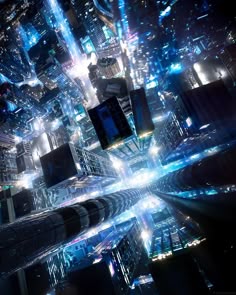 an image of a futuristic city at night