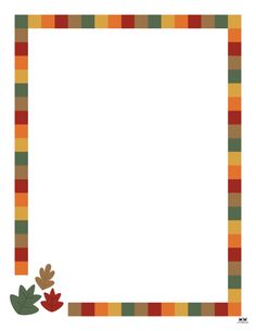 a square frame with leaves and stripes on the border, in orange, green, yellow and red colors