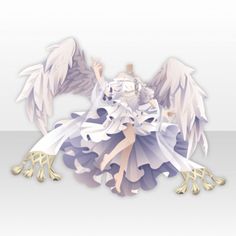 an anime character with white hair and wings