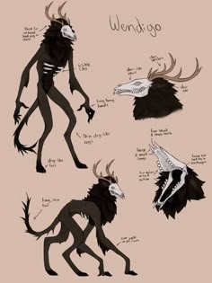 Wendigo | Эскизы персонажей, Эскизы животных, Рисунки животных
