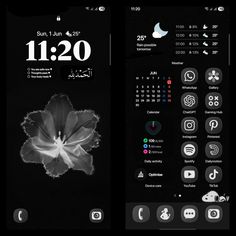two screens showing the same time and date on their iphone's screen, one with an image of a flower
