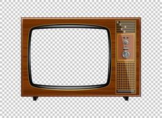 Vintage TV Mockup on Transparent Grid