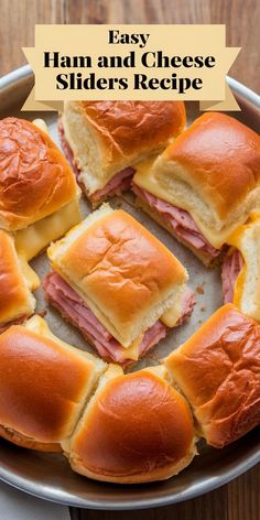 ham and cheese sliders in a pan on a table
