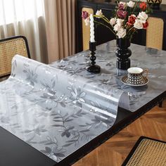 Red Barrel Studio® Floral Table Cover 42 X 78 Inch 1.5Mm Thick Plastic Table Protector Frosted Dining Table Cover Protector Tablecloth Protector PVC Table Pad M… in 2025 | Table pads, Rectangle dining table, Table covers