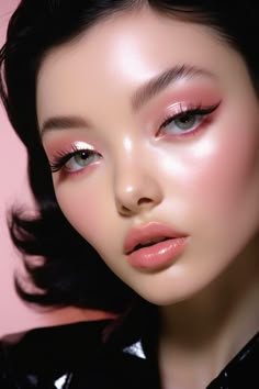 Classy Pink Makeup, Pink Glam Look, Shiny Pink Makeup, Girly Pink Makeup, Pink Vintage Makeup, Baby Glam, Pink Girly Makeup, Heavy Pink Makeup, Pink Mascara Looks