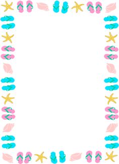 an image of a frame with flip flops and starfish on white background illustration