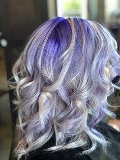 purple hair white hair #platinum #blondehair #purplehairdontcare Purple Grey Hair, White Blonde Hair With Purple, Platinum Blond And Purple Hair, White Blonde Hair With Lavender, Platinum Blonde With Purple Tips, Platinum Blonde Hair Purple Tint, Gray Balayage, Purple Streaks, Dark Purple Hair
