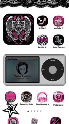 an image of the back side of a cell phone with various stickers on it