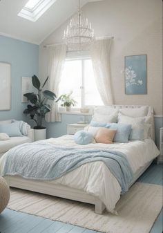 Light Blue Dorm Room Ideas: Transform Your Space with Ease - House Room Design in 2025 | Bedroom interior, Light blue bedroom, Room makeover bedroom