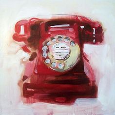 a painting of an old - fashioned red phone