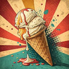 Vintage Ice cream pop art in 2025 | Pop art, Pop art design, Retro illustration