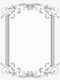 an ornate frame with scrolls and swirls on the edges, in black and white