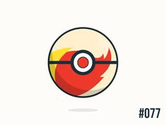 the pokemon ball logo is shown in red, yellow and blue with an eyeball on it