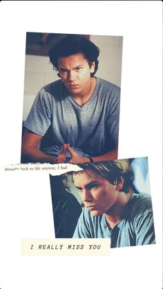 two pictures of the same man with different expressions on them, one is looking at his cell phone