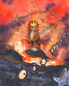 Mofinn on Instagram: "En 炎🔥 Inspired by the 3rd Pokemon Movie - The Spell of Unown ❤️‍🔥 #entei #unown #watercolour . Just updated this piece in my Etsy store!… | Pokemon entei, Pokemon pictures, Pokemon cards